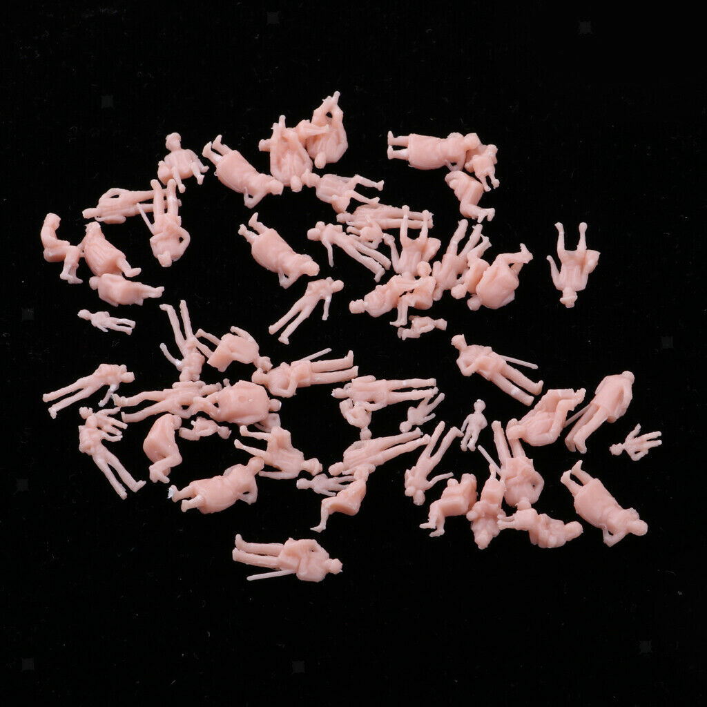 60 Pieces 1:87 Scale Plastic Mini Tiny People Figures Train Layout Decor