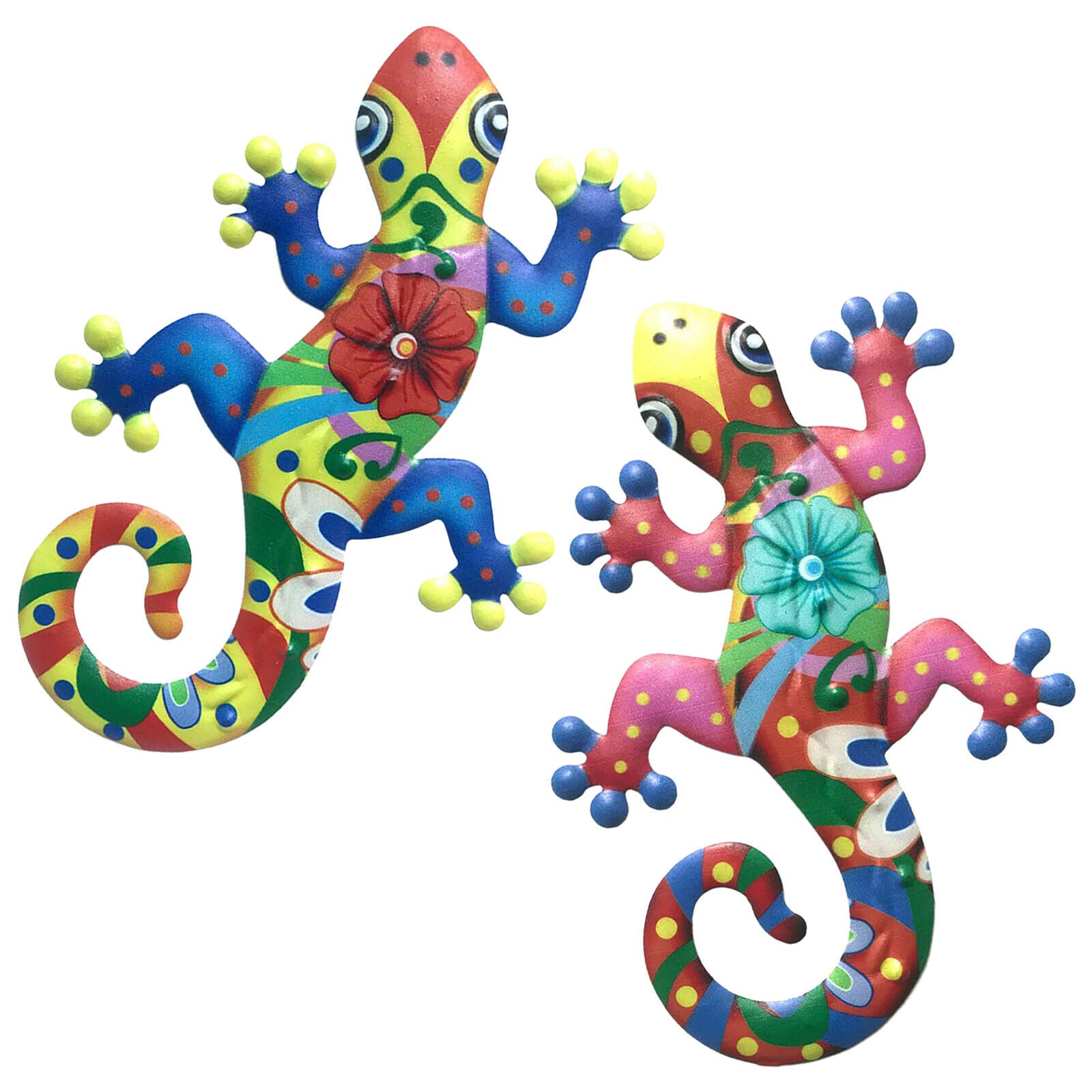 2pcs Metal Gecko Wall Art Wall Hanging Lizard Sculpture Outdoor Garden Fence