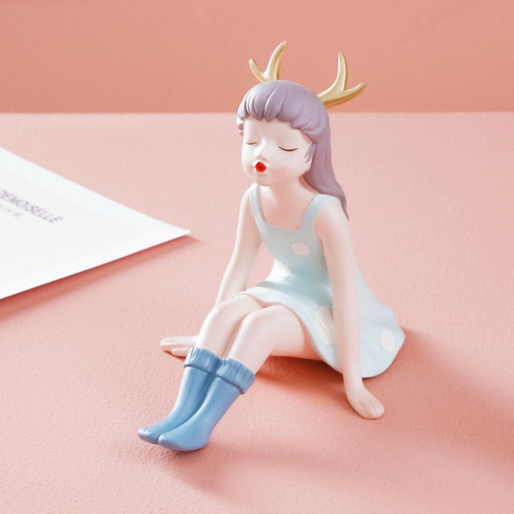 Nordic Style Girl Statue Craft Home Bedside Cabinet Decoration Collectible