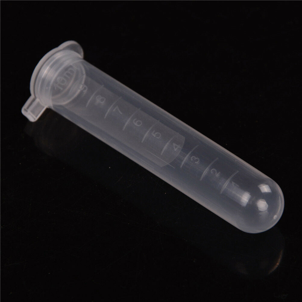 20Pcs 10ml Plastic Centrifuge Lab Test Tube Vial Sample Container with Cap! A Re