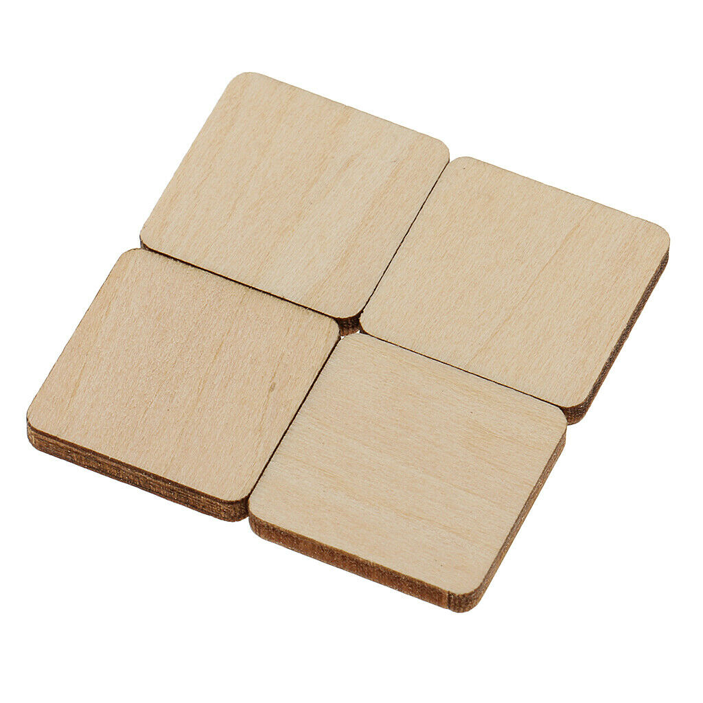 30x Square MDF Unfinished Wood Plaque for DIY Art Craft Pyrography, 20x20mm