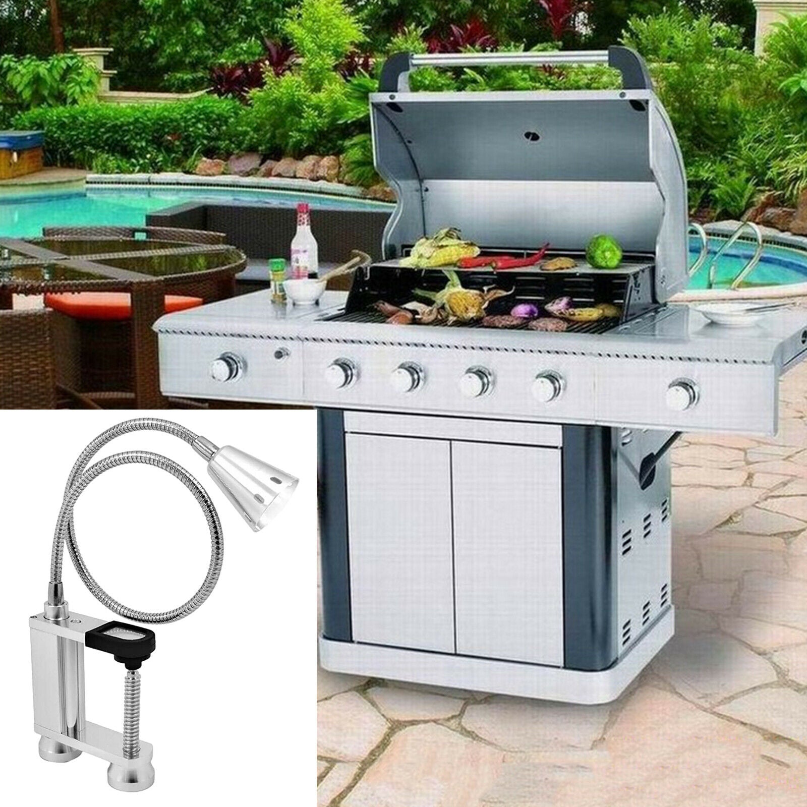 LED BBQ Grill Light Attaches Magnetically Surface 12 LED Lights Indoor
