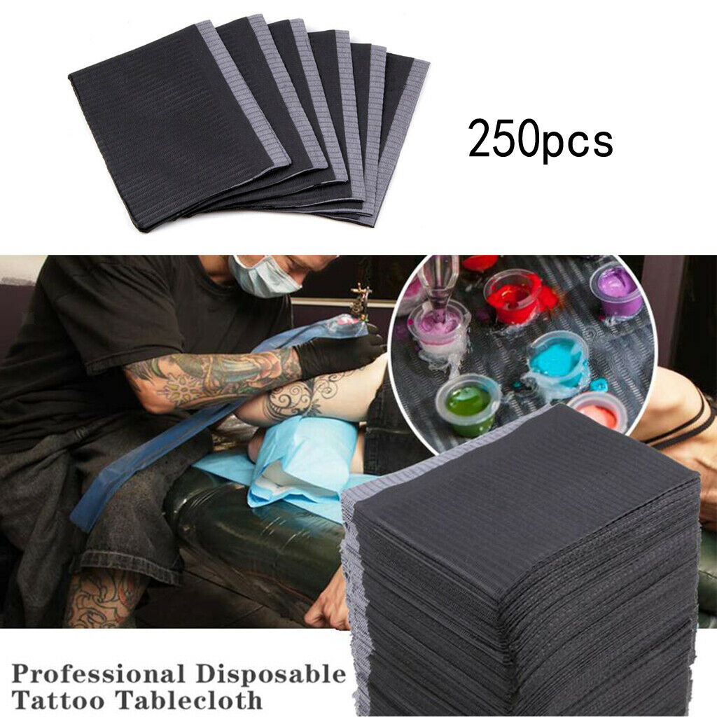 250pcs Disposable Tattoo Table Covers Dental Napkins Accessories Black