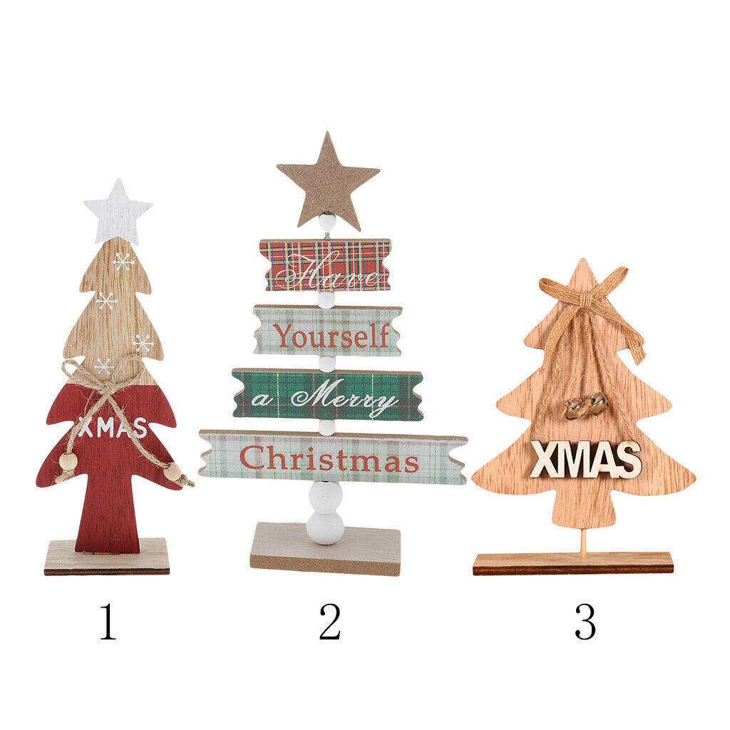 Red Wooden Christmas Tree Desktop Ornaments Table Decors Party Ornaments