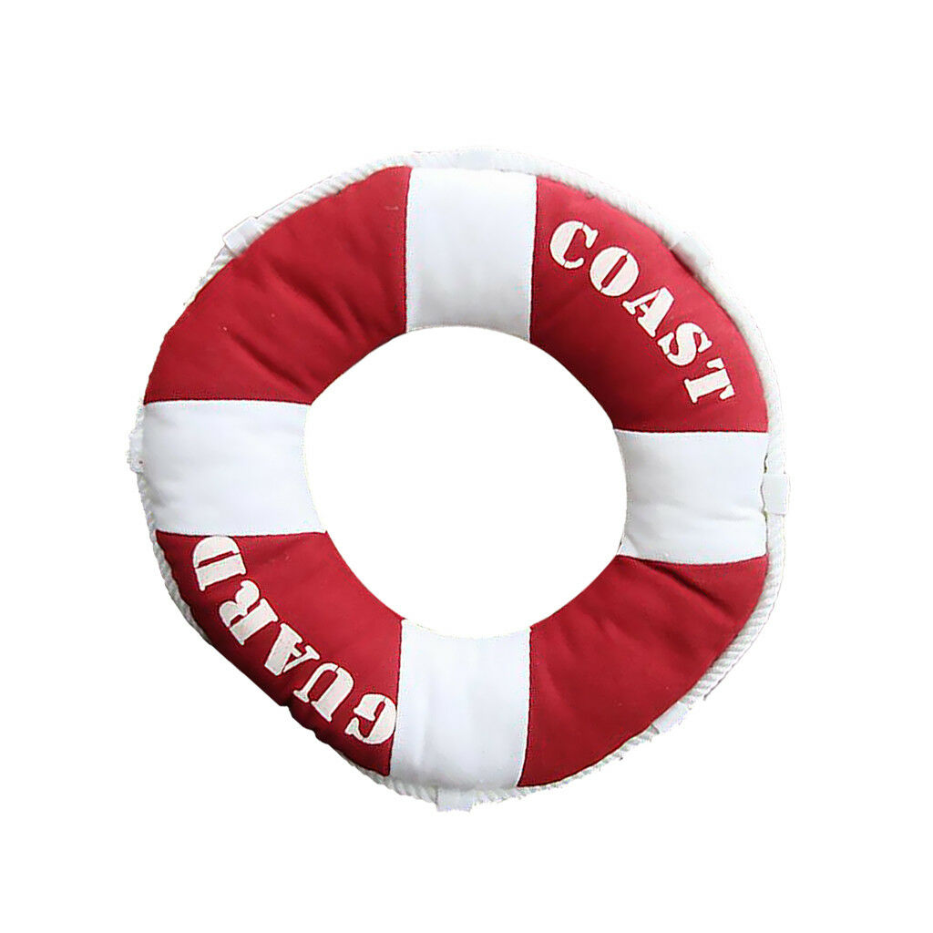 Life Buoy Mediterranean Coast Guard 40" Pillow Sofa Cushion Home Decor Red