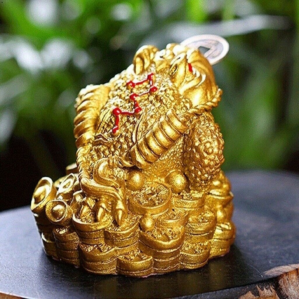 Feng Shui Money Toad Lucky Wealth Attracting Frog Statue Decor for Car