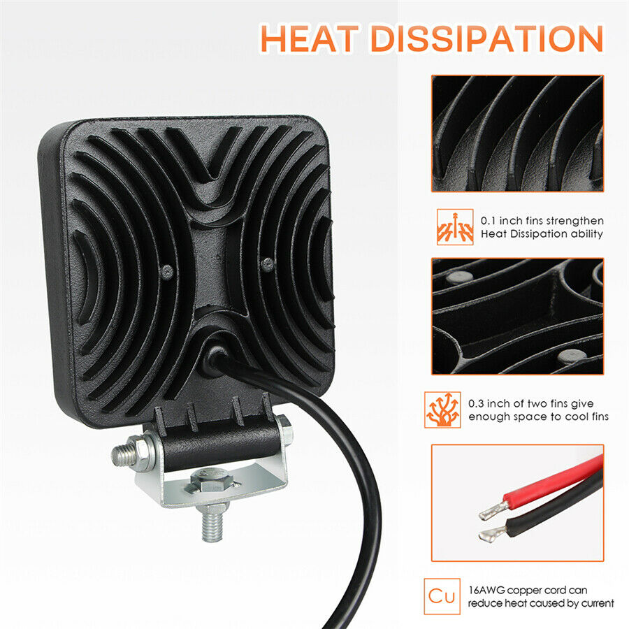 4.6" Square 170W 17000LM Car Offroad LED Work Light Combo Beam Driving Fog Lamp