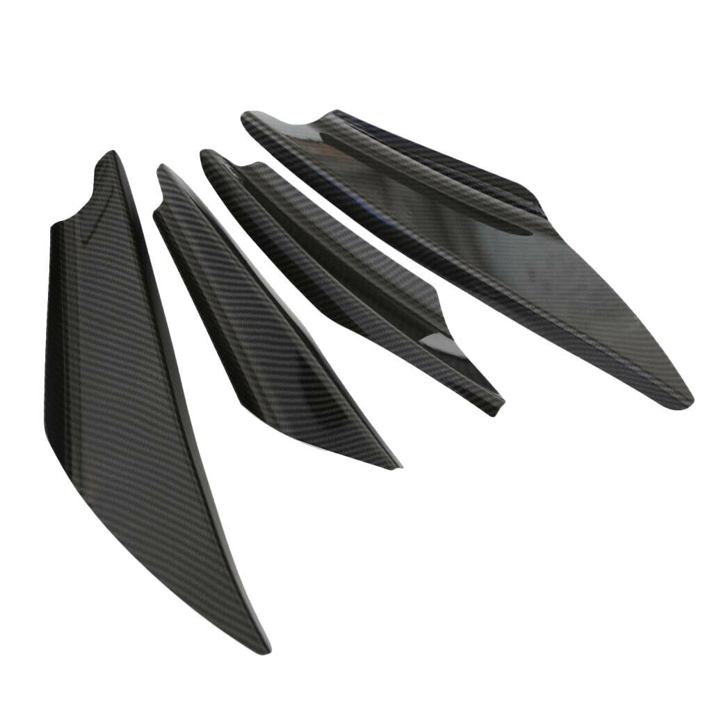 4 PC Carbon Fiber Front Bumper Lip Splitter Fins Body Spoiler Refit Trim