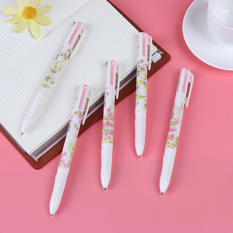 4 Colour retractable ballpoint pen black blue red green ink rubber gri.l8