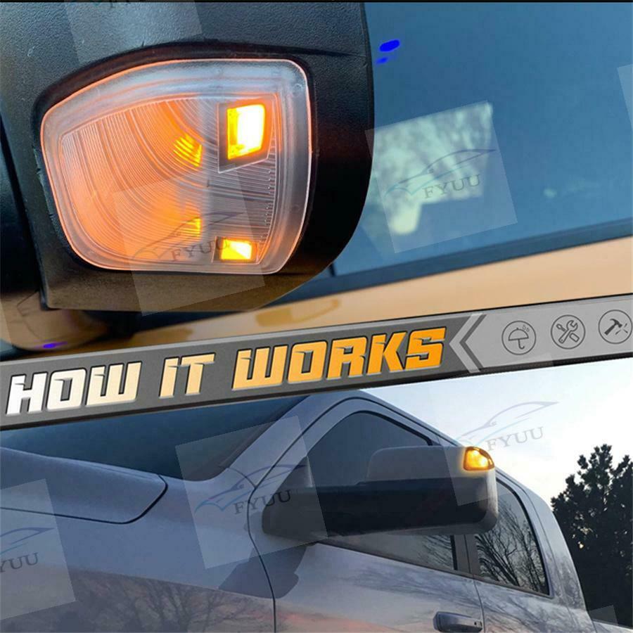 For Dodge Ram 1500 2500 3500 Smoked Lens Amber LED Side Mirror Turn Signal Light