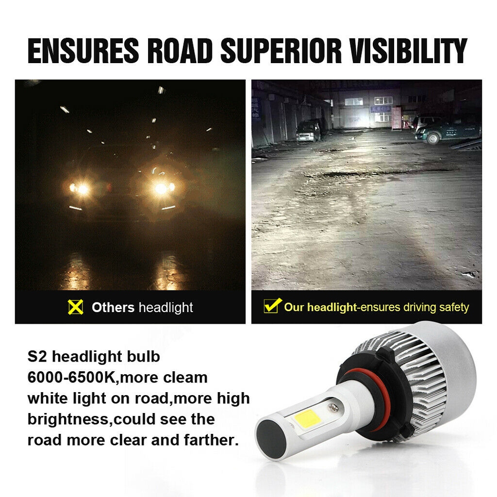 2 Piece LED Headlight Bulbs 6000K Conversion Kit 9006 HB4 72W 7200LM