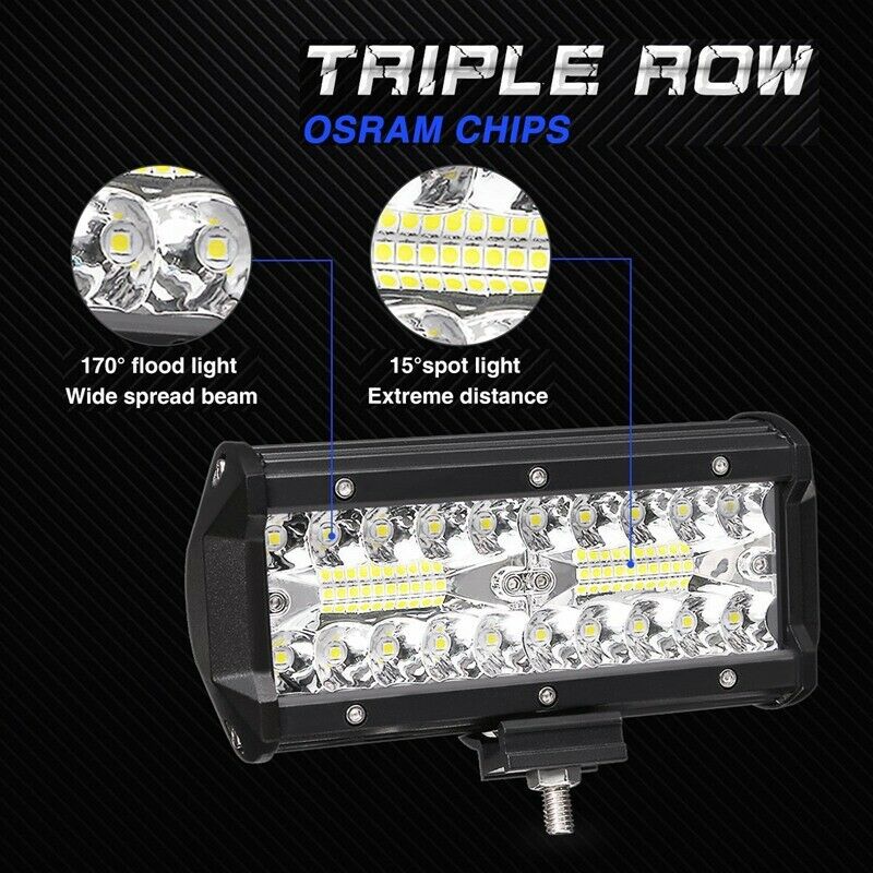 7 Inch 120W Combo Led Light Bars Spot Flood Beam for Work Driving Offroad BoatA9