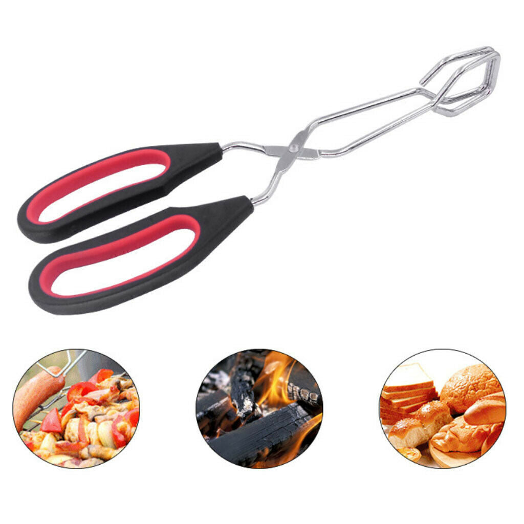 4 Pieces Stainless Scissor Kitchen Tong Cooking Food Bread Silicone Handle