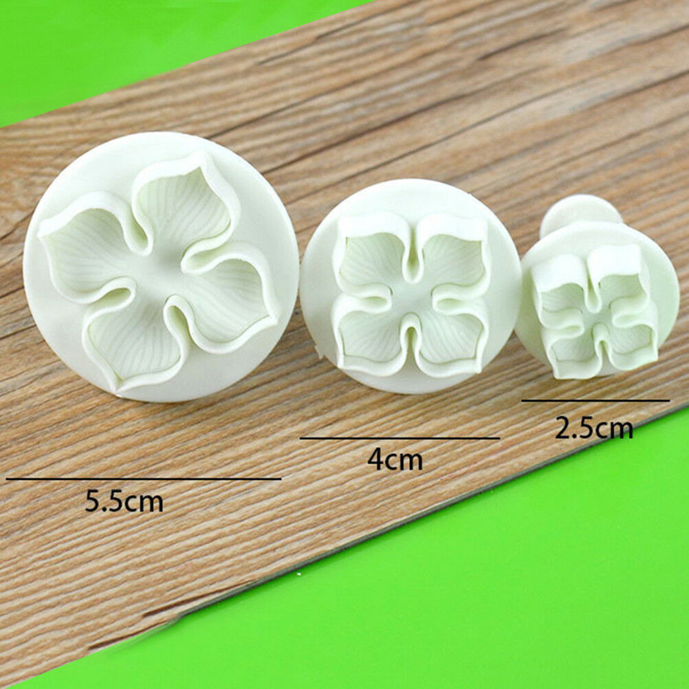 3pcs DIY Bakeware Flower Plunger Cutter Mold Embossed Stamp Fondant CakeC.l8