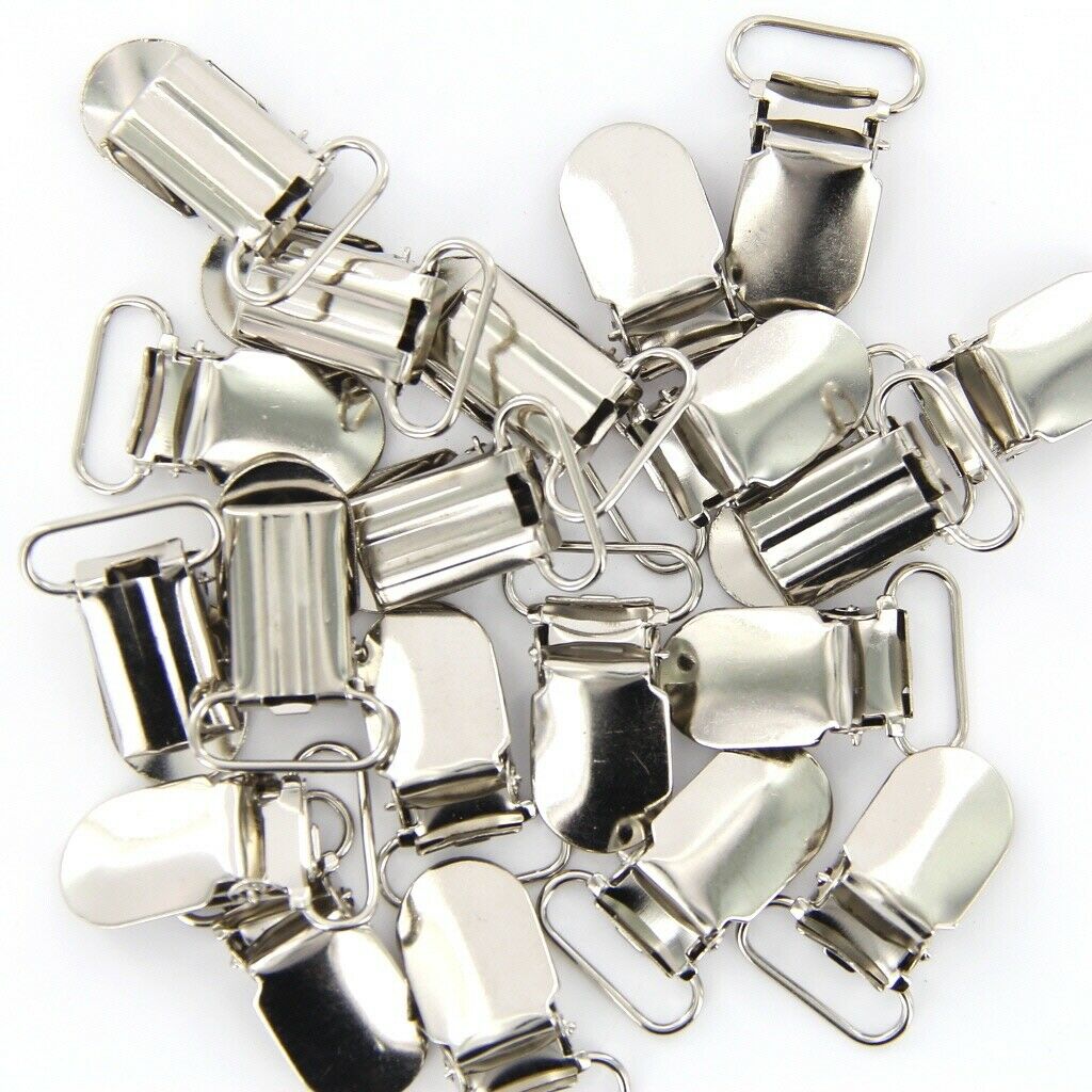 20 Metal Paci Pacifier Suspender Clips  Webbing Hook Ribbon Craft 20mm
