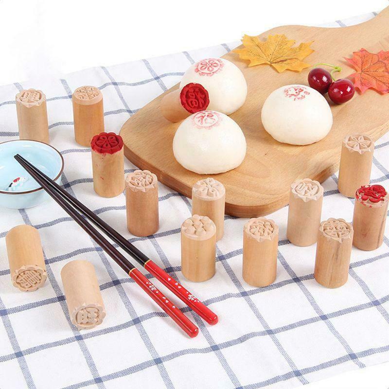 8pcs/set Cake Mold Wood Dessert Seal Stamp Traditional Chinese Moon DIY Cookie