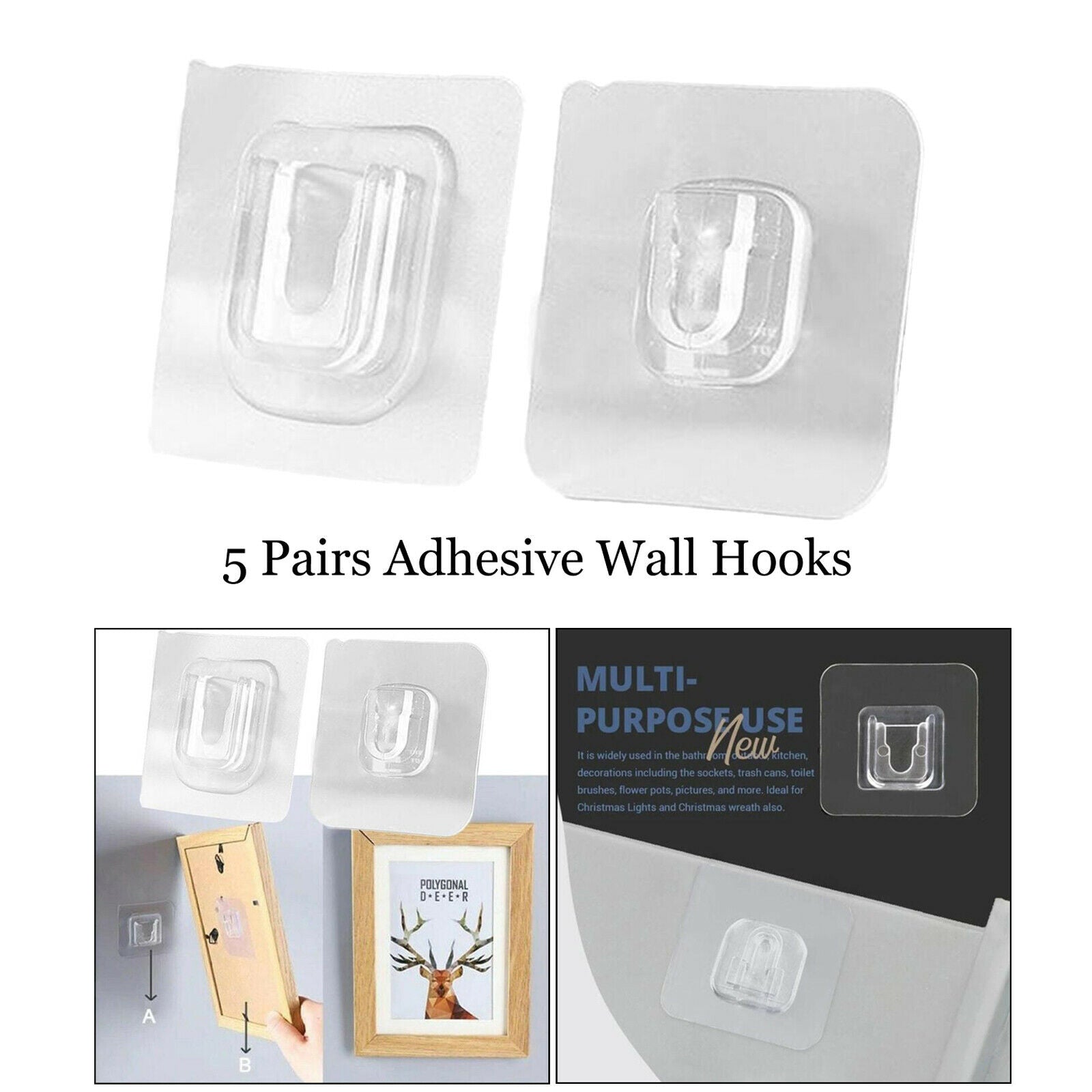 Waterproof Anti-slip PVC Double-sided Hooks No Traces for Bathroom Hooks