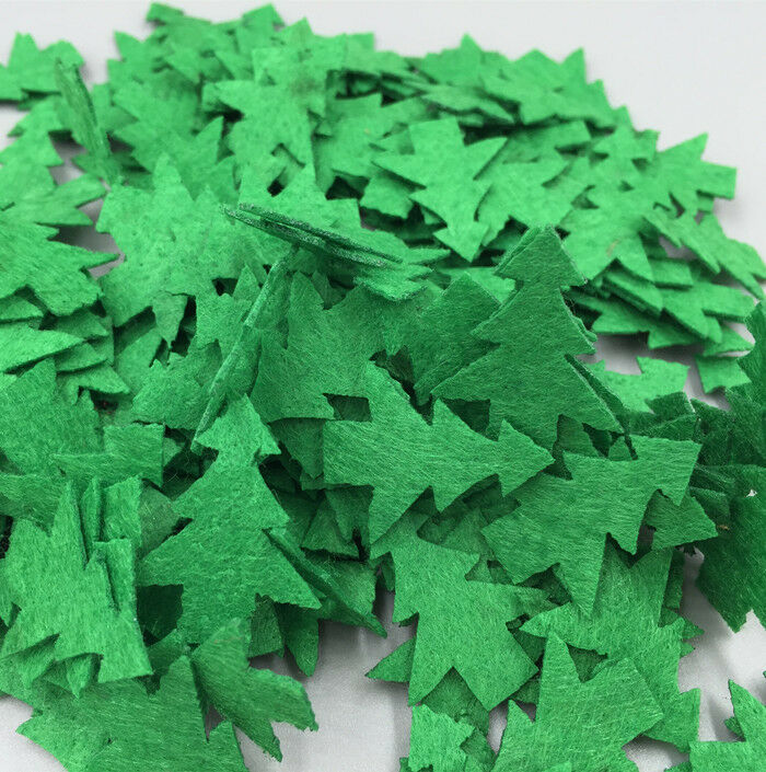 100pcs Padded Felt Green Christmas Tree Appliques Decorative Sewing Craft