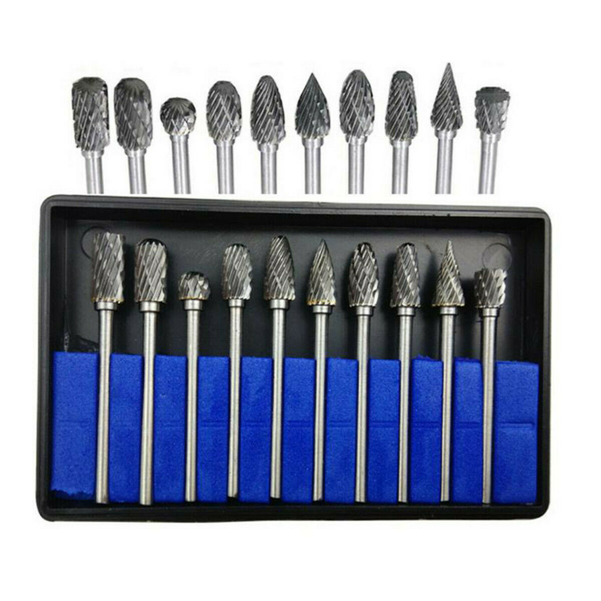 10X Metal Tungsten Steel Carbide Grinding Head Rotary Drill Wood Bits Part Shank