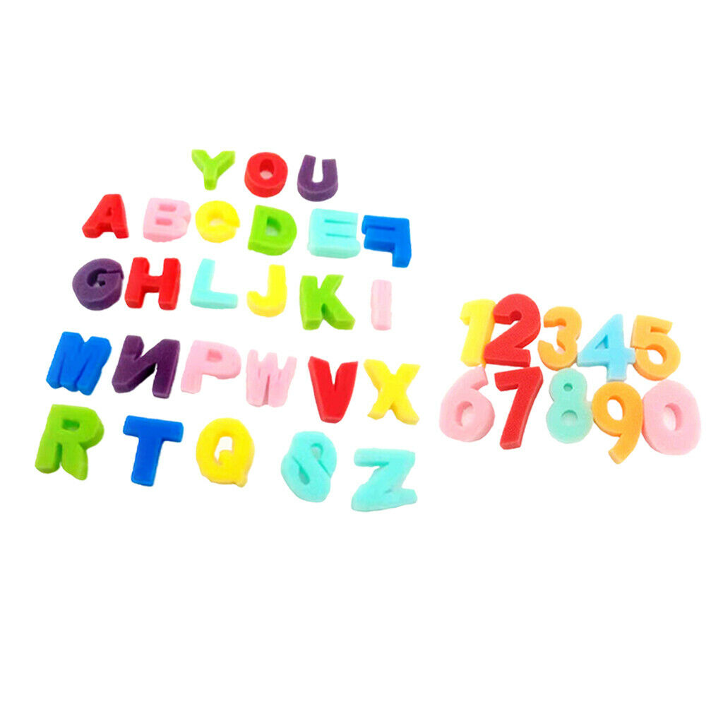 36x Sponge Stamps Stamper Alphabets Numbers Handmade Inkpad Kid Painting