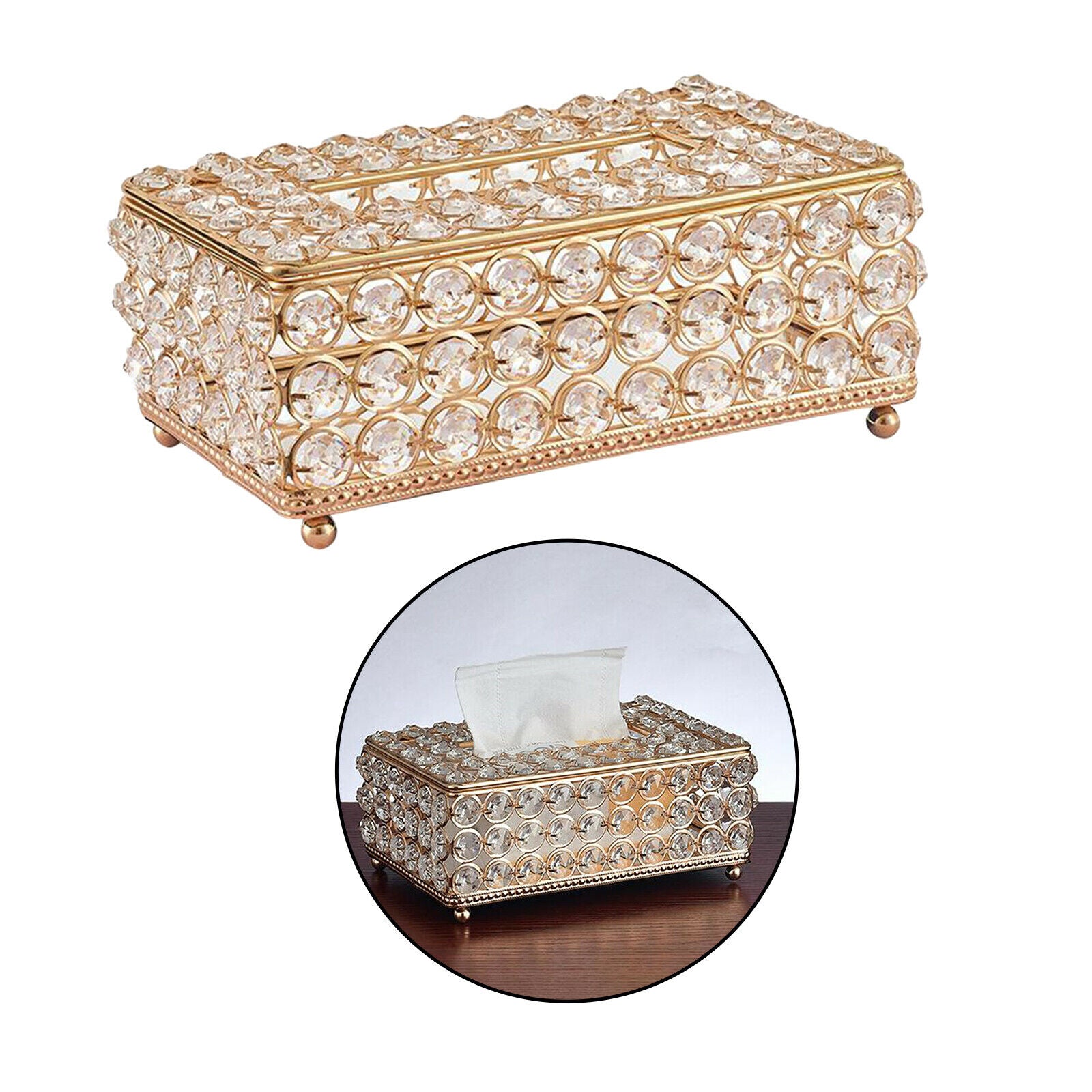 Tissue Box Napkin Holder for Living Room Hotel Home Bar Car Decor Golden