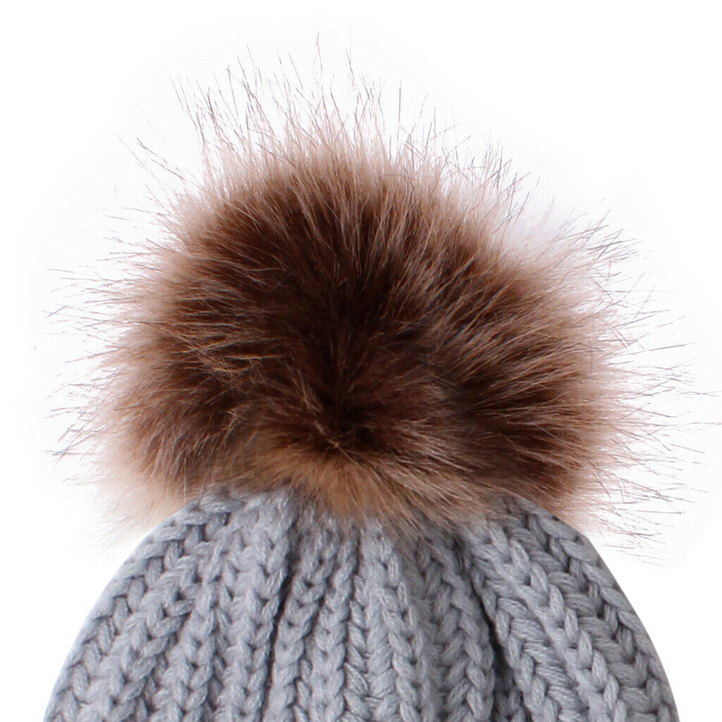 Parent Child Warmer Hat Mother Daughter Son Winter Warm Knit Hat Gray