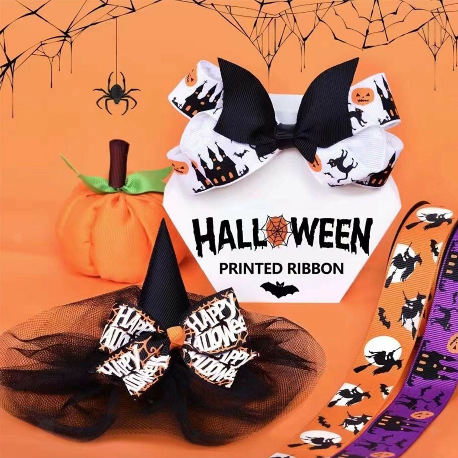 12yards Halloween Ribbon Ghost Grosgrain Ribbons Gift Wrapping Package Decor