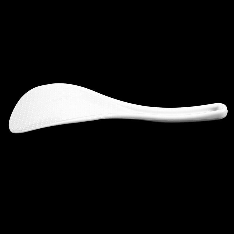 Kitchen Dotted White Plastic Flat Rice Scoop Paddle Meal Spoon U6X8X8