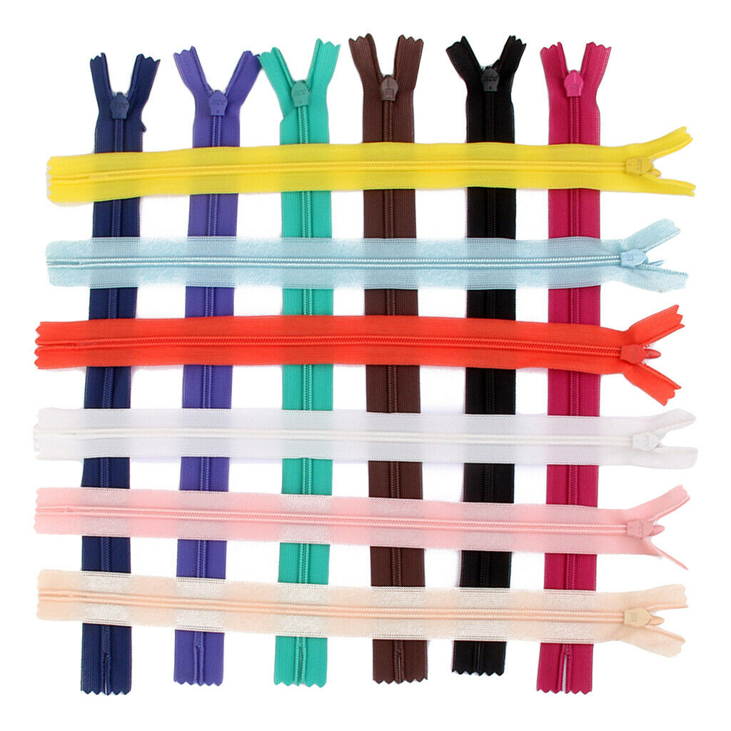 Lot 50 Assorted CONCEALED INVISIBLE NYLON ZIPS SEWING CLOSED END ZIPPERS 7