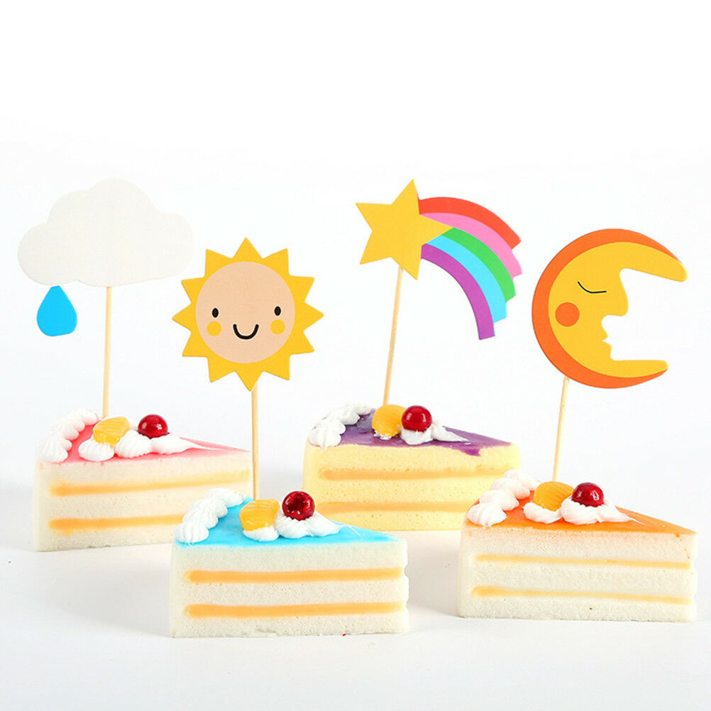 4pcs cupcake topper cloud moon sun star paper cake topper party decor.l8