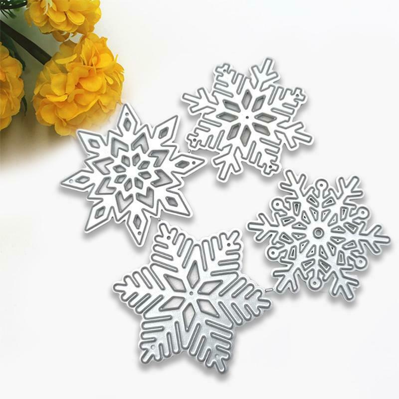 4pcs/Set Snowflakes Die Cuts Stencil Christmas Party Cards Making Supplies