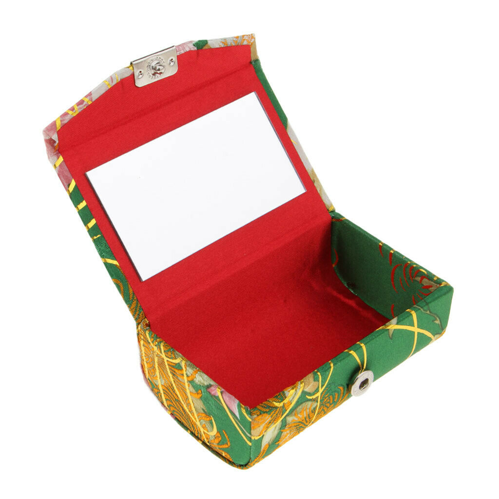 Brocade Lipstick Lip Gloss Case Carry Storage Box Lip Balm Holder w/ Mirror #W