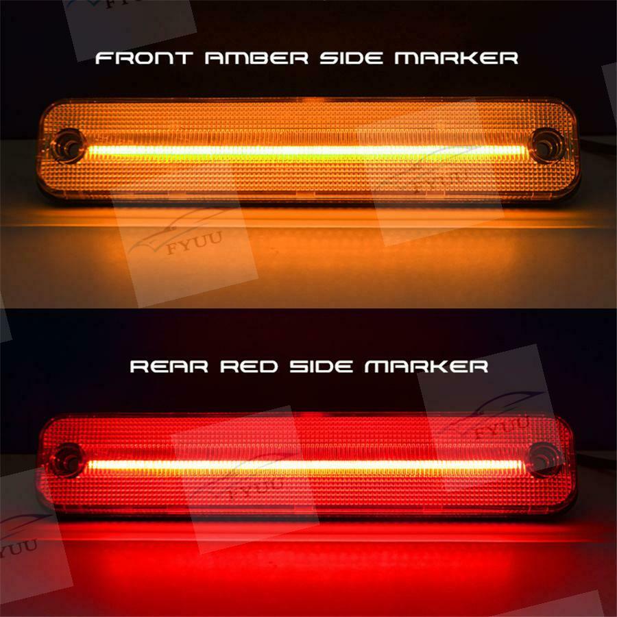 For 2003-2009 Hummer H2 Front AMBER Rear RED Fender LED Side Marker Signal Light
