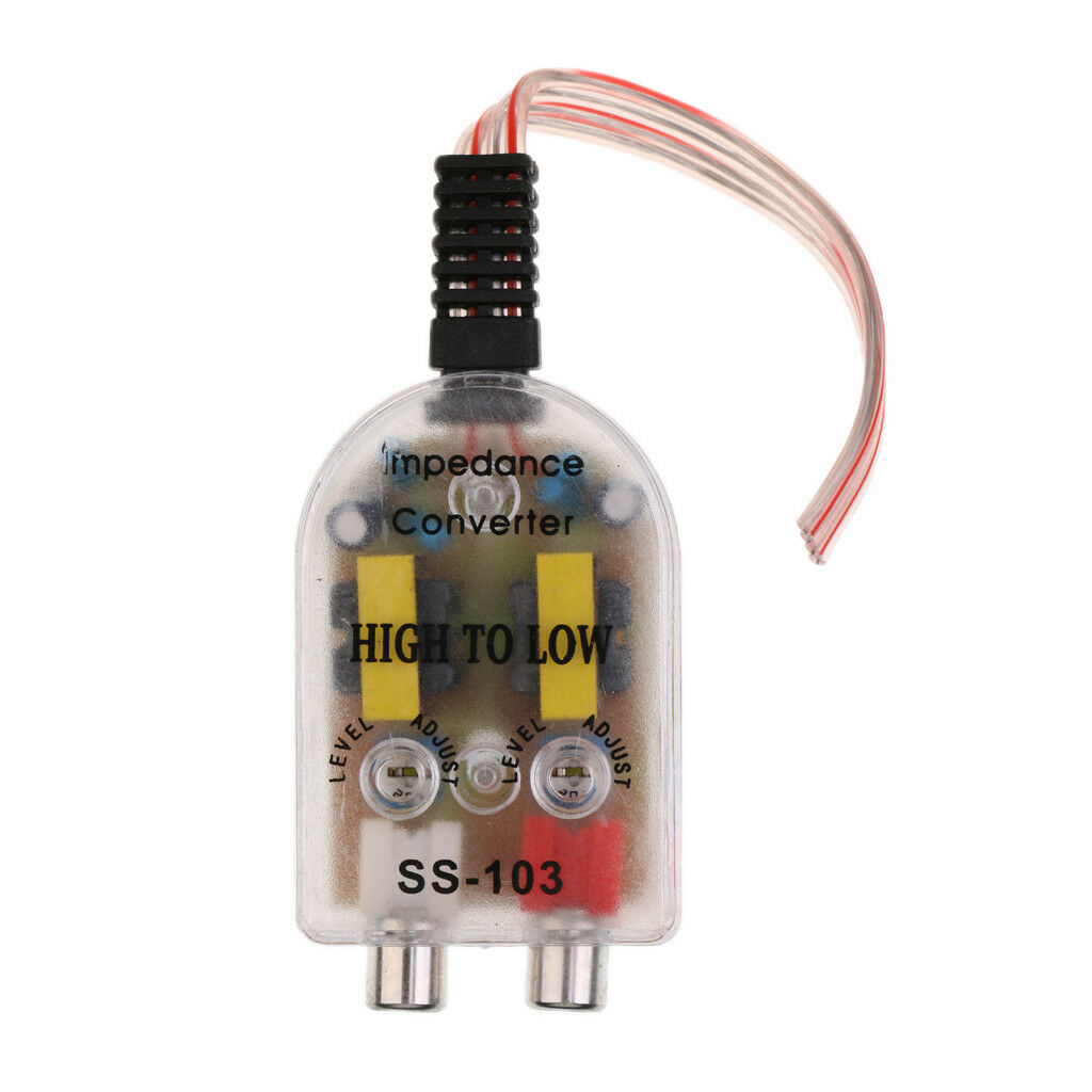2 Channel Car High to Low Impedance Converter Speaker to 2 RCA Line