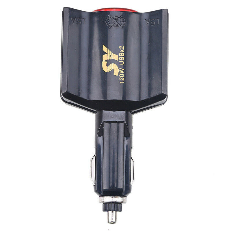 2A Black Car Charger Dual USB Port Fast Charging 12V Power Adapter Universal FIT
