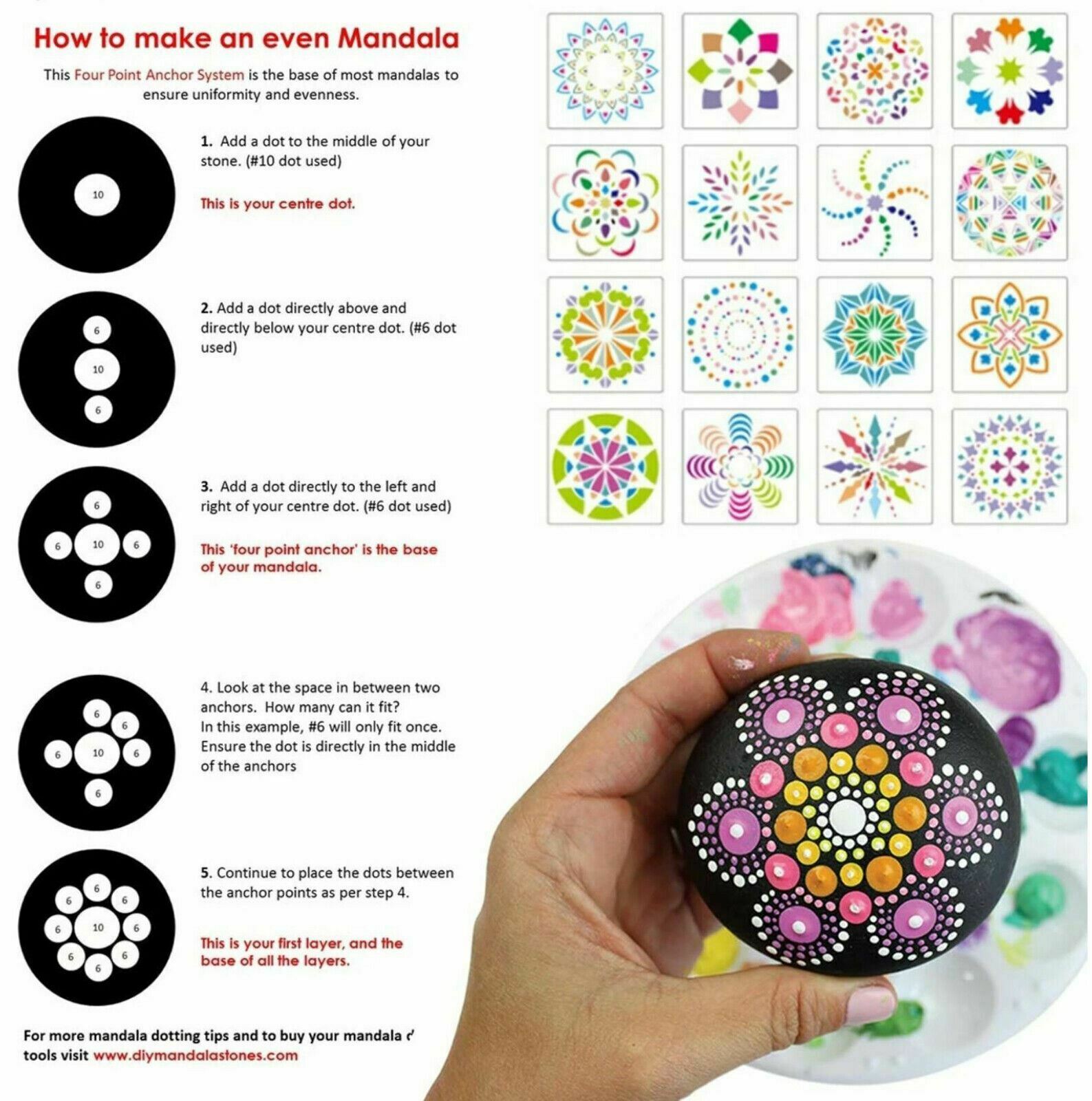 40Pcs Mandala Dotting Tools Set Kit Rock Painting Nail Art Pen Paint Stencil