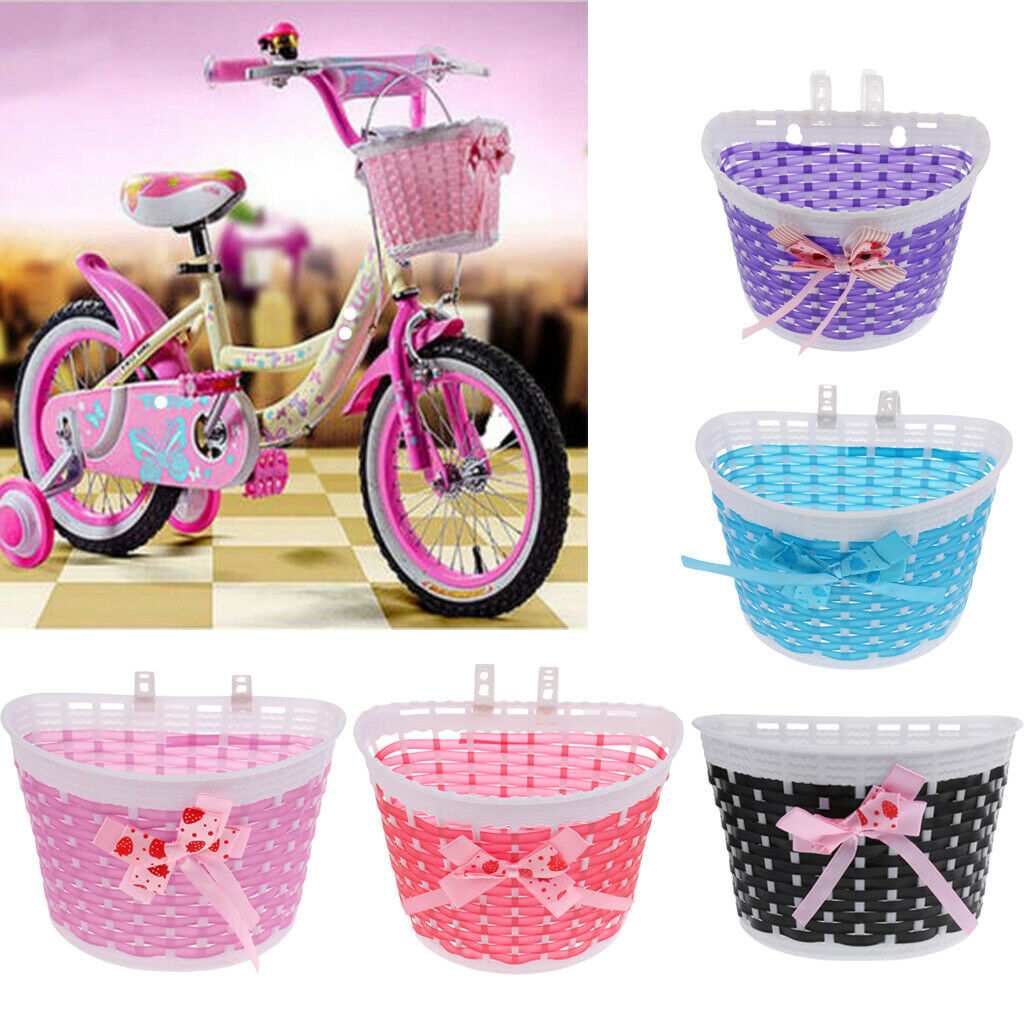 2x Childs Kids Girls Bicycle Bowknot Front Basket with Flowers 6 x 5.5 inch