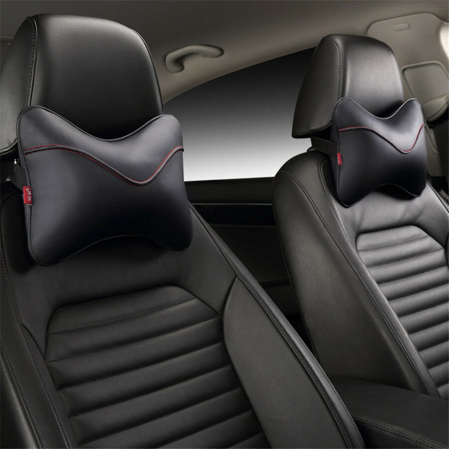 For All Vehicles PU Safety Car Headrest Breathe Seat Head Neck Rest Pillow 2PCS