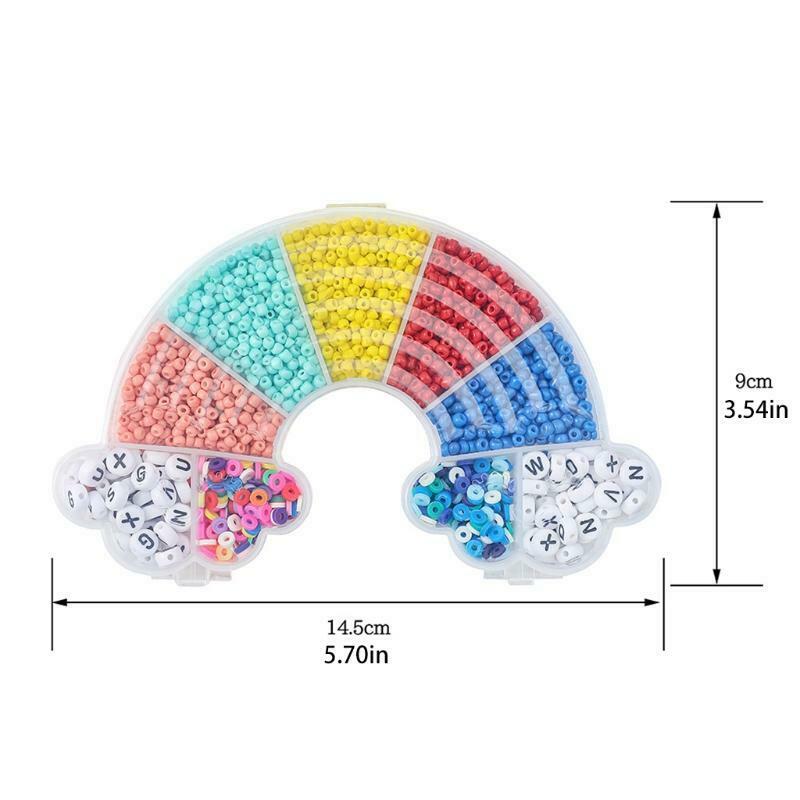 Colorful Necklace Making Beads Kit Soft Pottery Spacer Beads with Rainbow Box