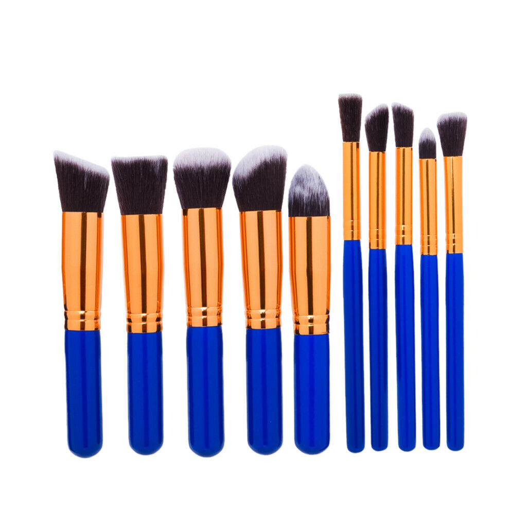 10 Pieces Makeup Face Foundation Blush Powder Lip Eye Brushes Set Beauty Kit