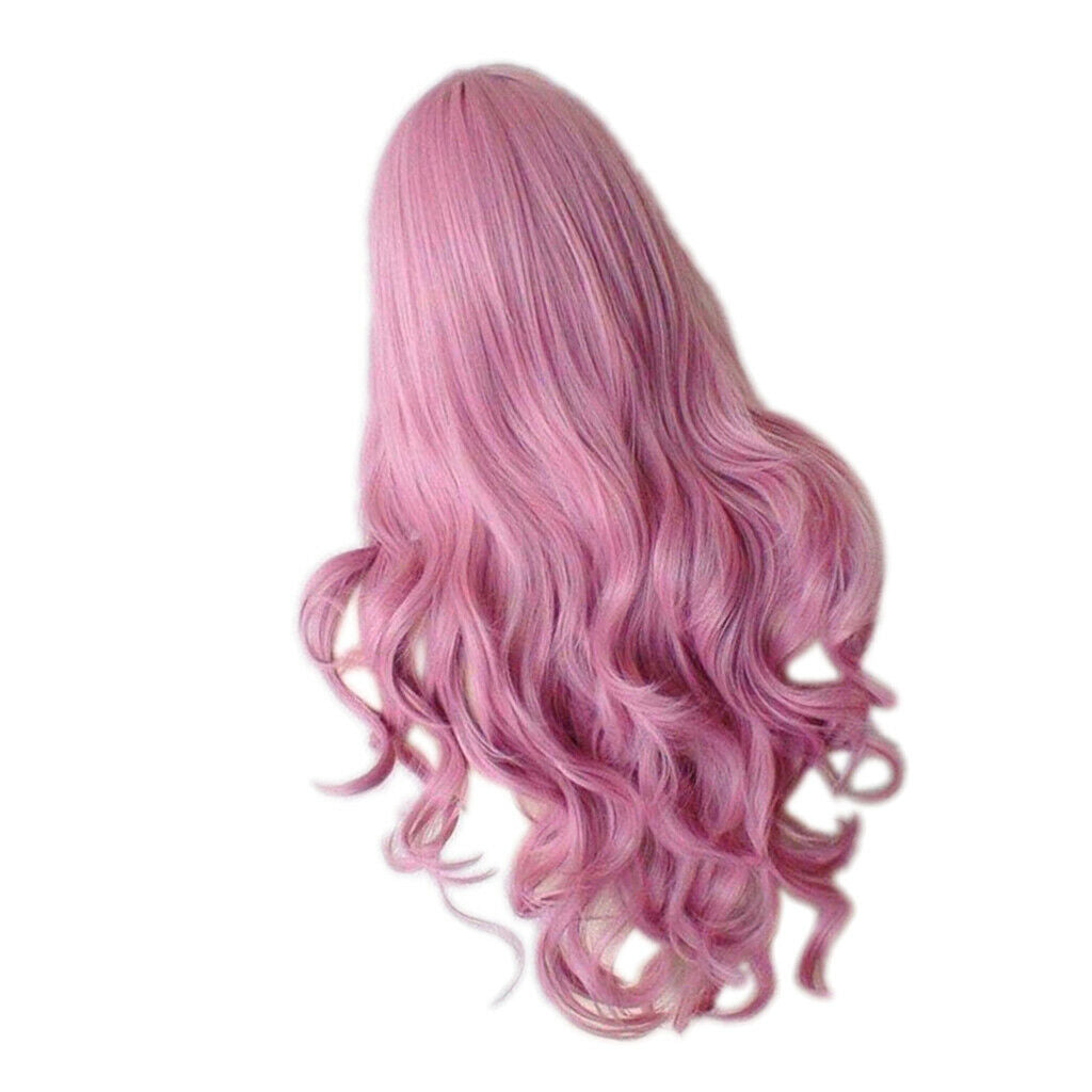 4 Colors Middle Part 26" Long Curly Wavy Synthetic Hair Wigs Girls Women 04