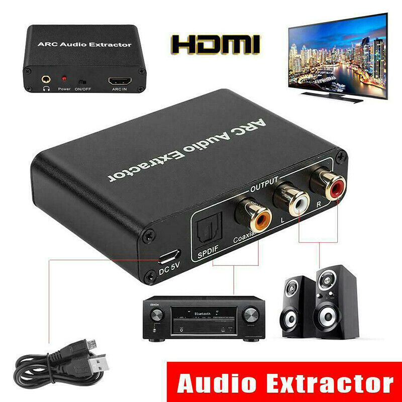 HDMI Digital To Analog Coaxail ARC Audio Extractor Converter Adapter 3.5mmDEAU