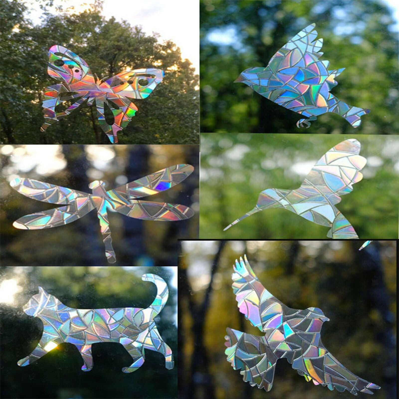 Window Stickers Film Prism Static Cling for Bird Strikes Home Ornaments Cat