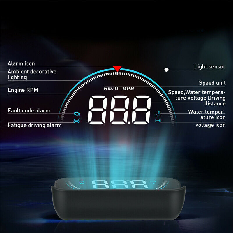 M8 Safety Car Head Up Display OBD2 Overspeed WarningSystem Speedometer Projector