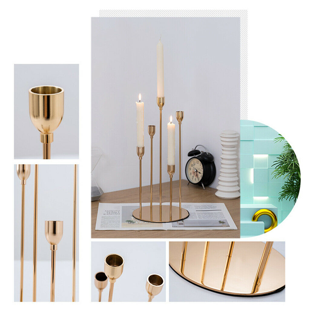 Tall 5 Heads Candelabra Taper Candle Holder Stand Desktop Party Ornament
