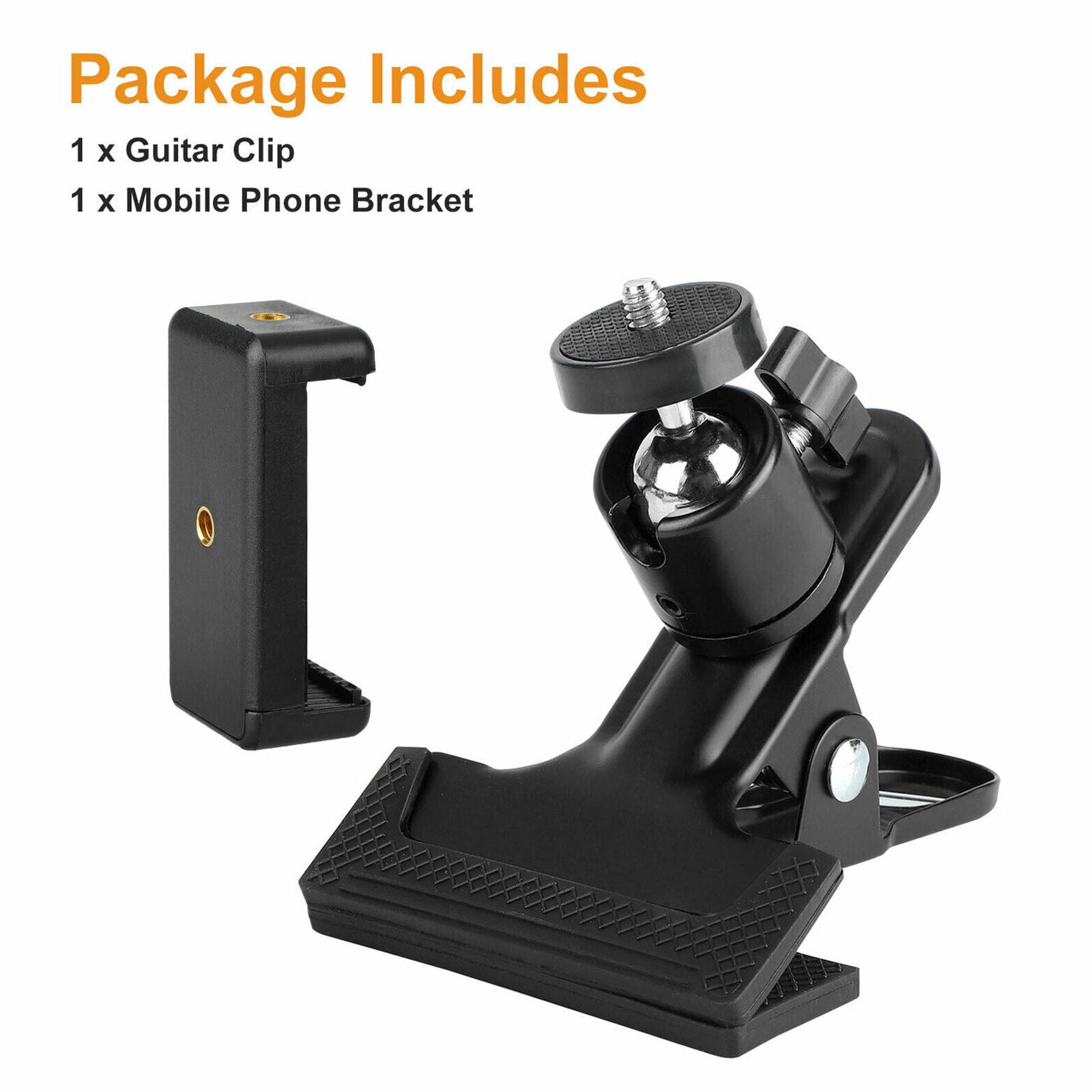 360°Guitar Headstock Mobile Phone Holder Bracket Stand Cell Phone Clip Clamp