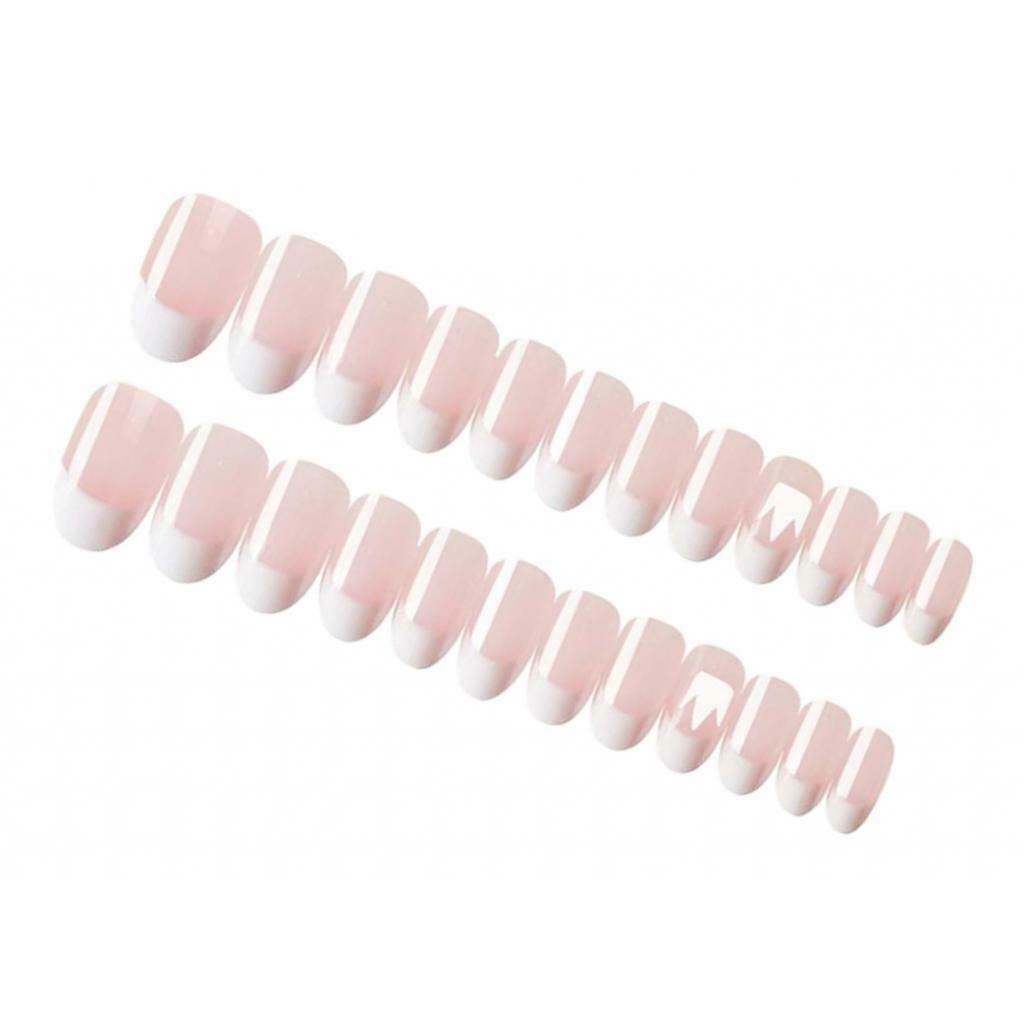 24 Pieces Natural Oval Head Round Full Cover False Nails Tips Finger Tips