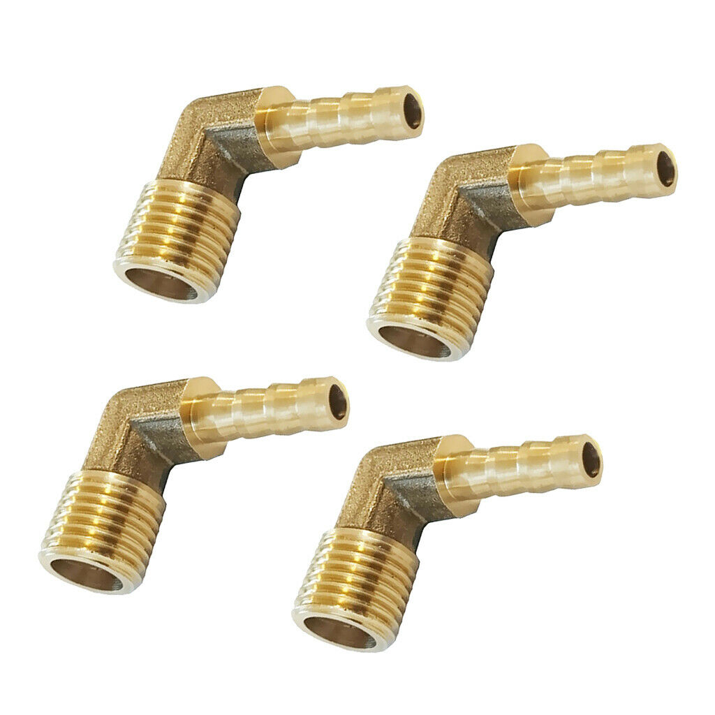 4 Units 90 Degree Male Elbow Barbed Hose Tail Pipe Gas Fittings