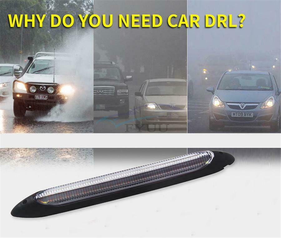 2x 27.5cm Car Waterproof LED Headlight Strip Sequential Flow DRL Light Universal