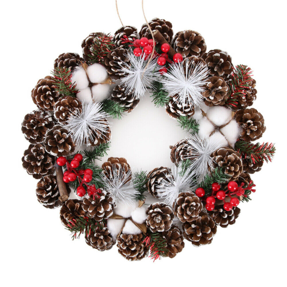 Christmas Wreath Pine Cone Hanging Ornament Garland Xmas Wreath Party Decor